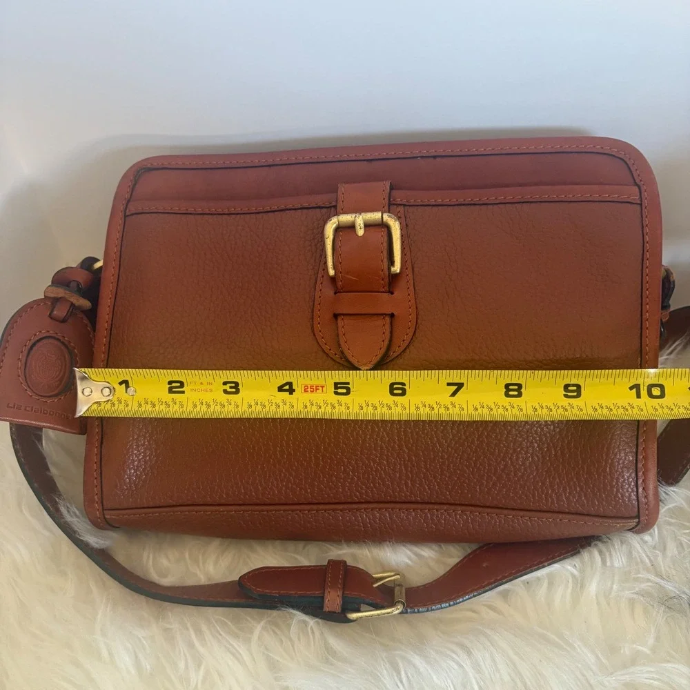 Liz Claiborne Vintage Brown Pebble Leather Crossbody Messenger Camera Bag